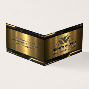 Real Estate Properties   Gold Black  Business Card