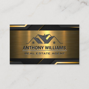 Real Estate Properties   Gold Black  Business Card