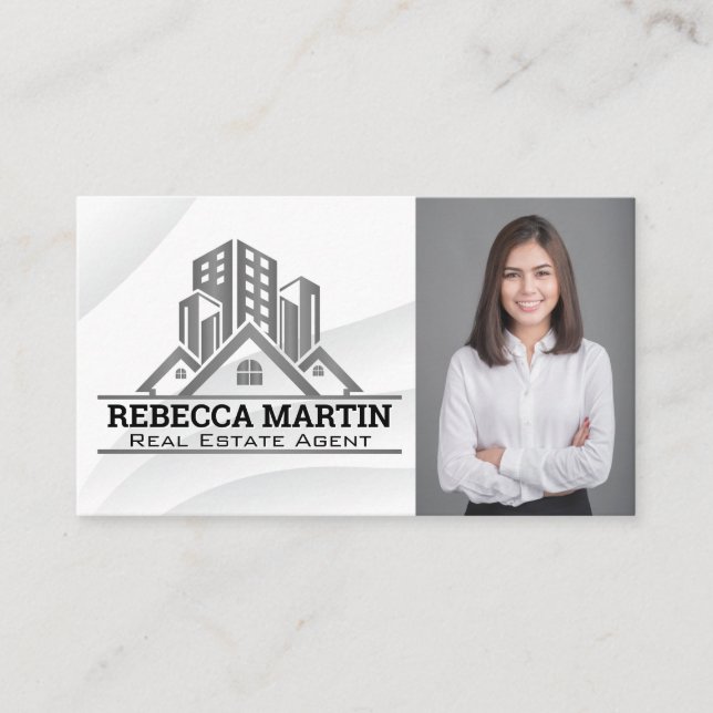 Real Estate Properties Logo | Business Woman Card (Front)
