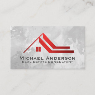 Real Estate Properties Red Metallic Logo Business Card