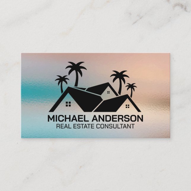 Real Estate Properties | Roof and Trees Business Card (Front)
