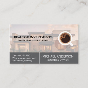 Real Estate Property   Cup of Coffee Business Card