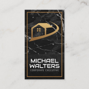 Real Estate Property Logo   Marble Leather Business Card