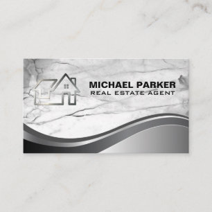 Real Estate Property Logo   Minimalist Metal Business Card