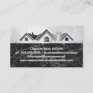 Real Estate Property Metallic Logo   Black Marble Appointment Card