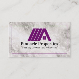 Real Estate Property   Purple Logo   Marble Business Card