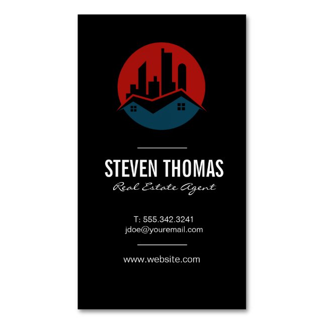 Real Estate Property | Residential Commercial Logo Magnetic Business Card (Front Vertical)
