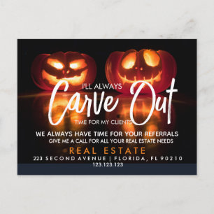 real estate pumpkin referrals Announcement  Postcard