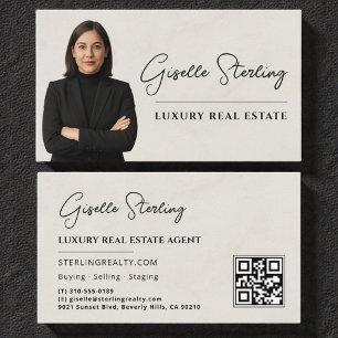 Real Estate QR Code Photo Marble Stone Business Card
