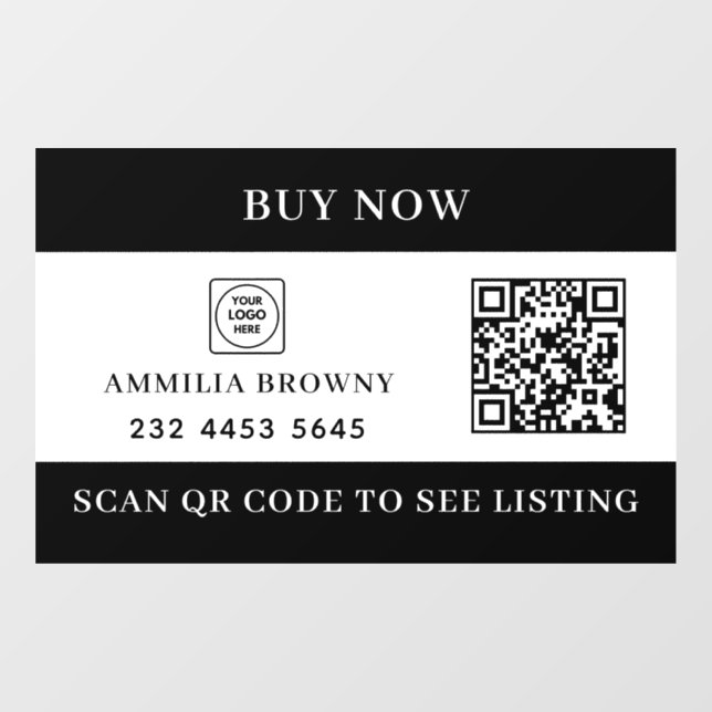 Real Estate QR | For Sale Listing Logo Display Window Cling (Sheet)