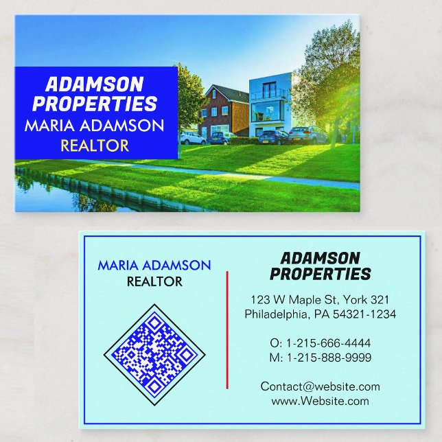 Real Estate QR Visiting Photo Layout House Realtor Business Card (commercial real estate business card​)