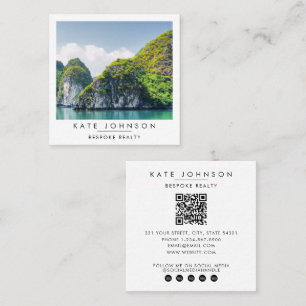 Real Estate Realtor Agent Photo QR Code Square Business Card
