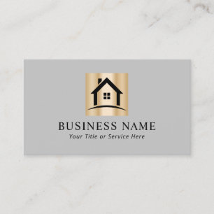 Real Estate Realtor Modern Gold House Logo Business Card