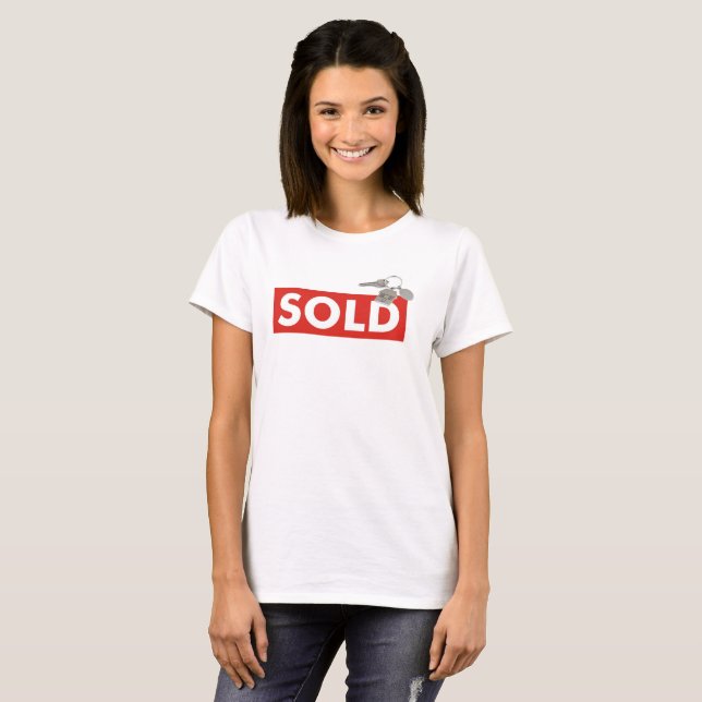 Real Estate Red Sold Sign Keys To Home T-Shirt (Front Full)