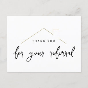 Real Estate Referral Marketing House Thank You Postcard