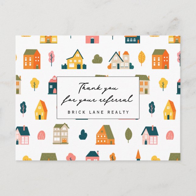Real Estate Referral Thank You Houses Postcard (Front)