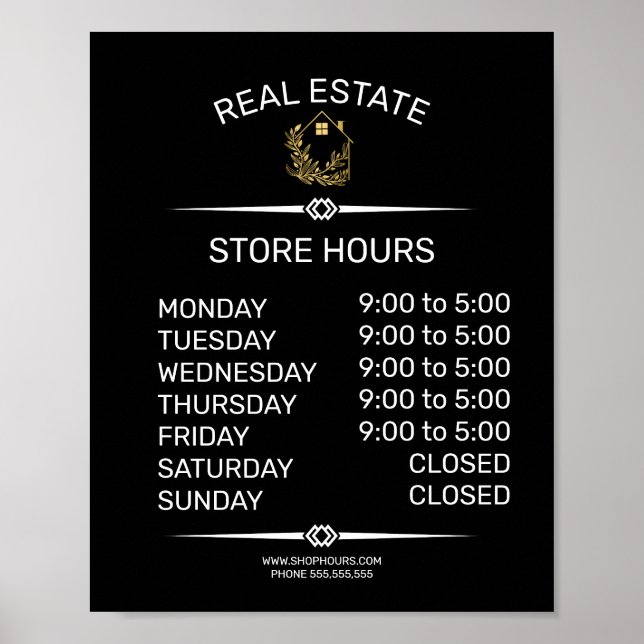 real estate Retail store opening times sign (Front)