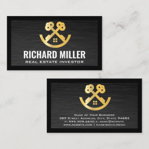 Real Estate Roof   Gold Keys and House Logo Business Card