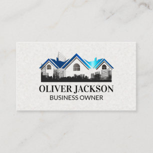 Real Estate Roof logo Building Schematics Business Card