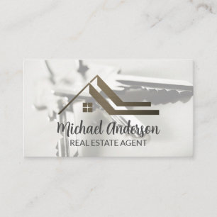 Real Estate Roof Logo House Keys Business Card