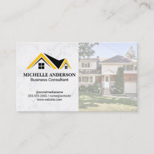 Real Estate Roof Logo   Neighbourhood Home  Business Card