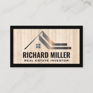 Real Estate Roof   Property   Wooden Boards Business Card