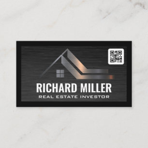 Real Estate Roof   QR Barcode Template Business Card