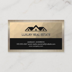 Real Estate Roof Top Gold Geometric Business Card