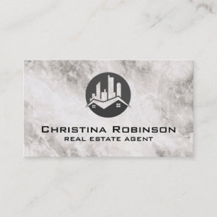 Real Estate Roof Top Logo Marble Business Card