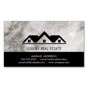 Real Estate Roof Top Marble Magnetic Business Card