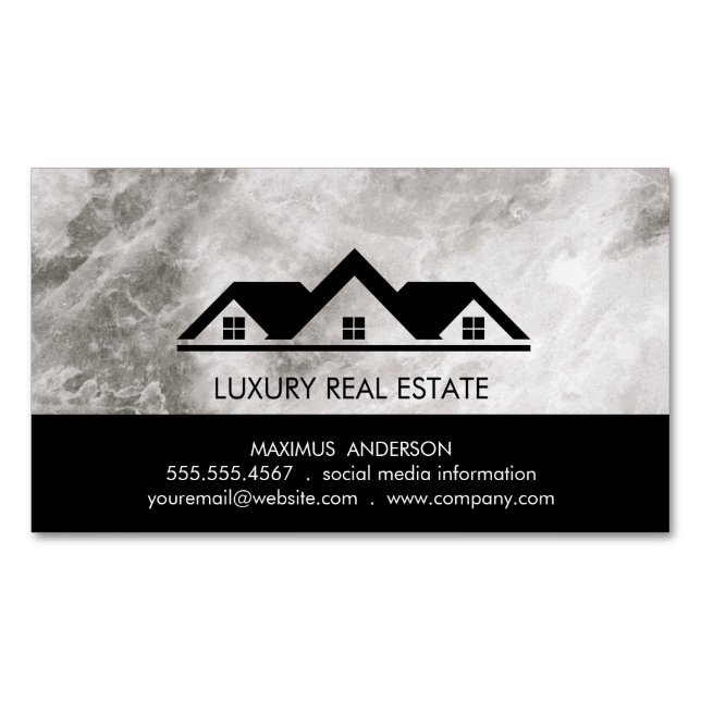 Real Estate Roof Top Marble Magnetic Business Card (Front)
