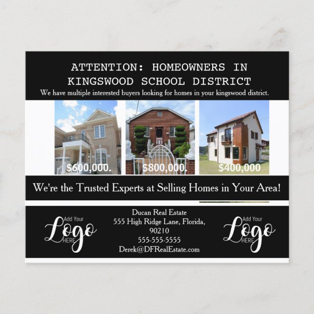 Real Estate School District Targeting Postcards Flyer (Front)