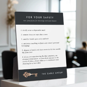 Real Estate Showing / Open House Client Safety Plaque