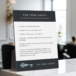 Real Estate Showing / Open House Client Safety Plaque