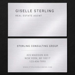 Real Estate Silver Metallic Professional Business Card