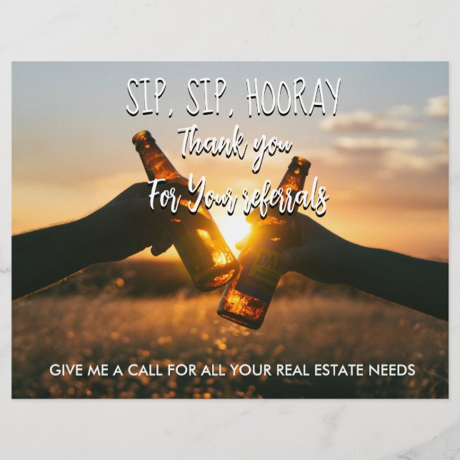 real estate sip sip hooray referrals Announcement Flyer (Front)