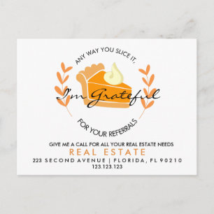 real estate slice pie referrals Announcement Postcard