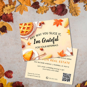 real estate slice pumpkin pie referrals announcement postcard