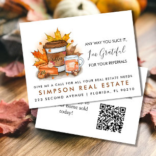 real estate slice pumpkin pie referrals announcement postcard