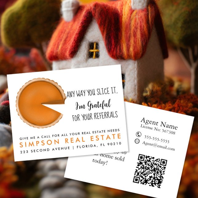real estate slice pumpkin pie referrals announcement postcard (Creator Uploaded)