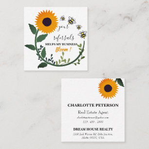 Real Estate & Small Business Watercolor Sunflower  Referral Card
