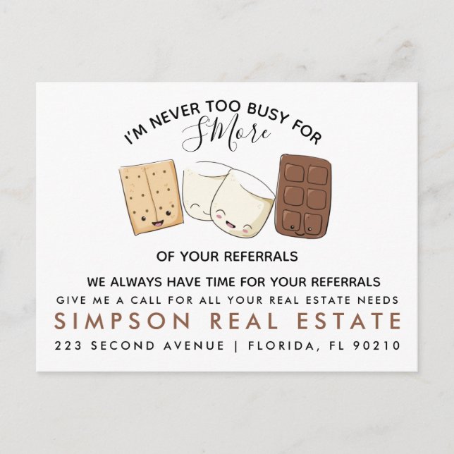real estate S'MOREreferrals Announcement (Front)