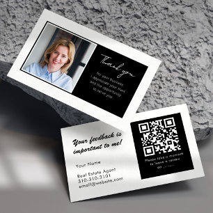 Real Estate Thank You and QR Code Review White Business Card