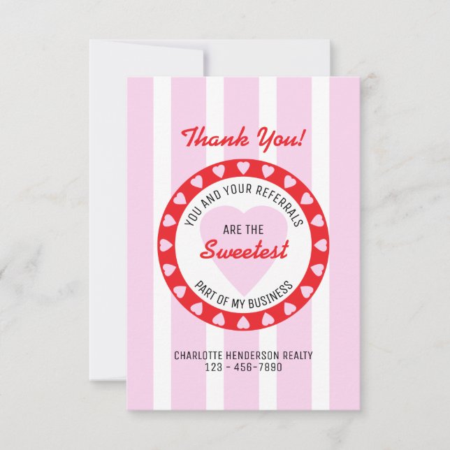 Real Estate Valentines Day Thank You Card (Front)