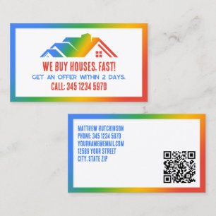 🏠 Real Estate We Buy Houses QR Business Card