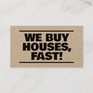 Real Estate We Buy Houses QR Kraft Business Card