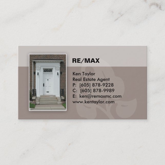 Real Estate White Door Business Card (Front)