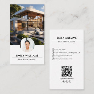 Real Estate White Photo QR Code Social Media Business Card