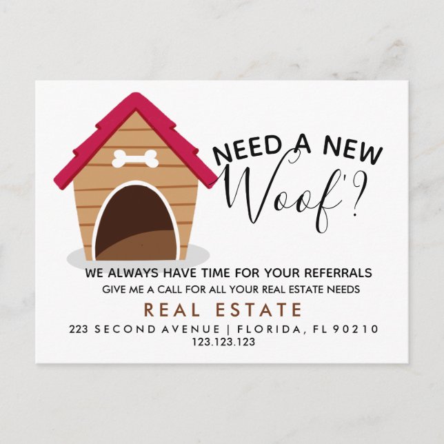 real estate woof referrals Announcement (Front)