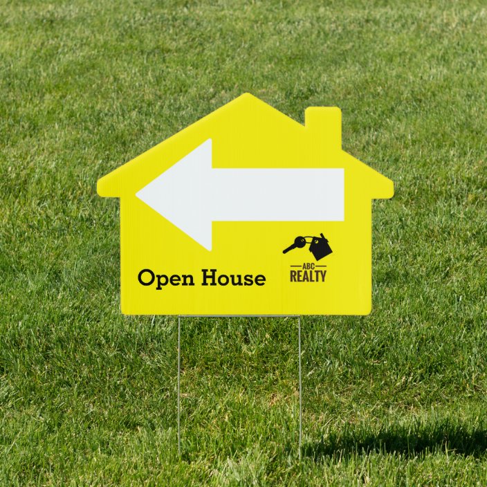 Real Estate Yellow Directional Sign With Logo Zazzle.co.uk